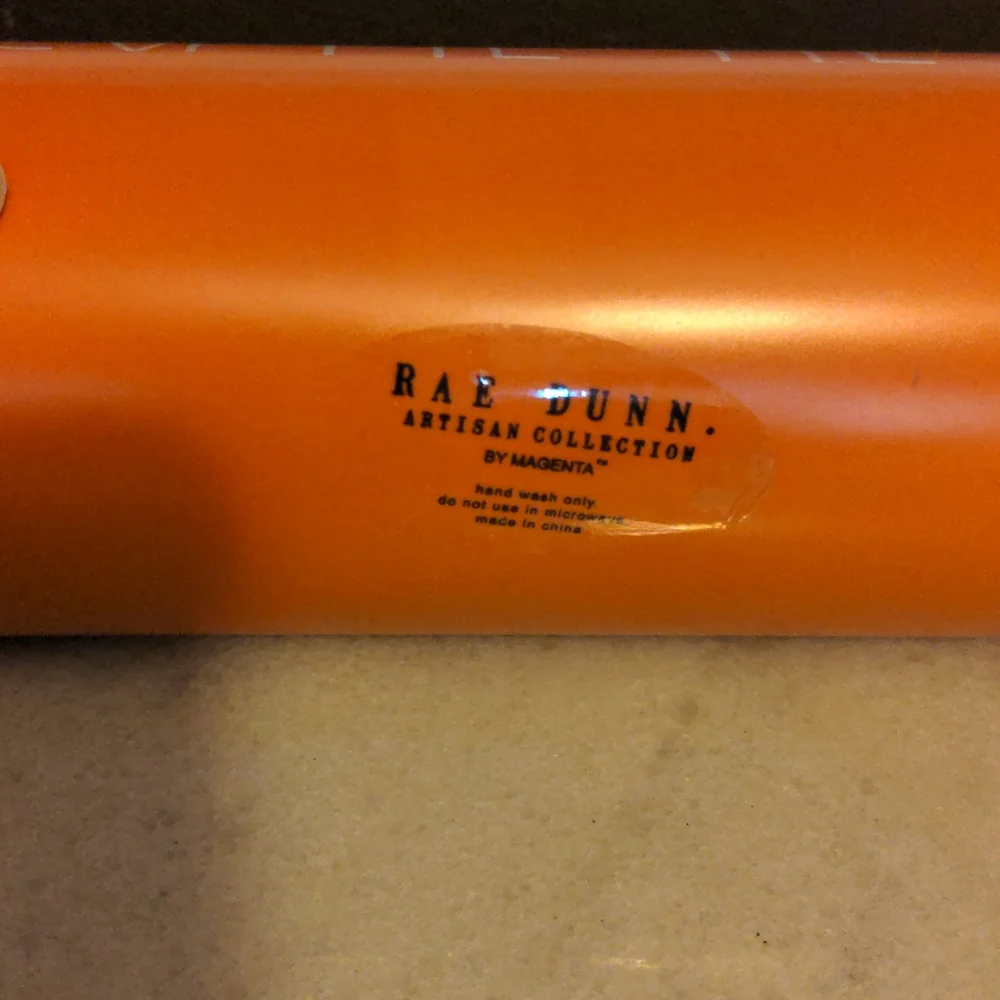 Rae Dunn Cutie Pie orange and white rolling pin NWT - Picture 3 of 4